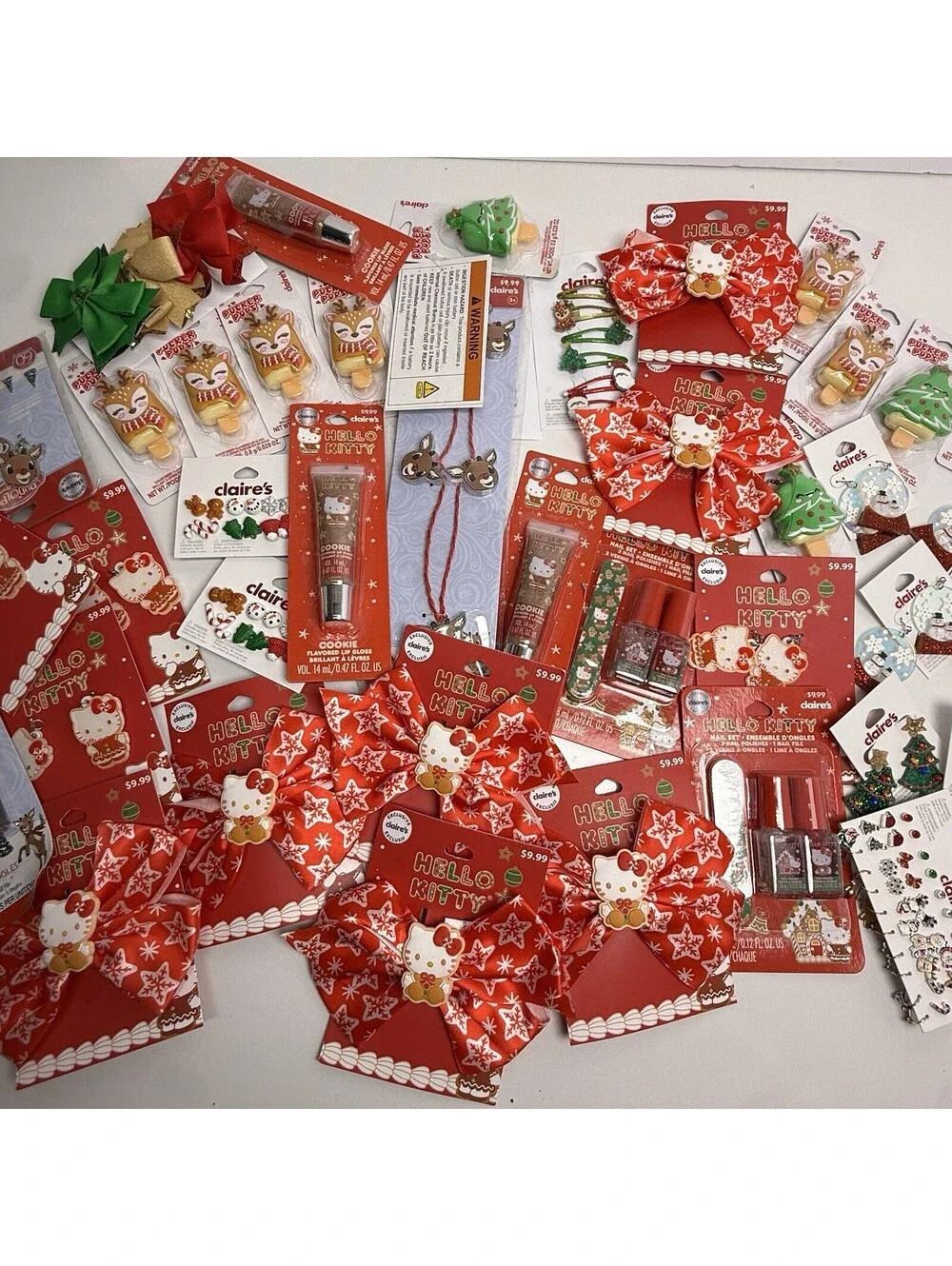 Lot Hello Kitty Earrings Bow Lipgloss Keychain Christmas Stocking Stuffers Gift